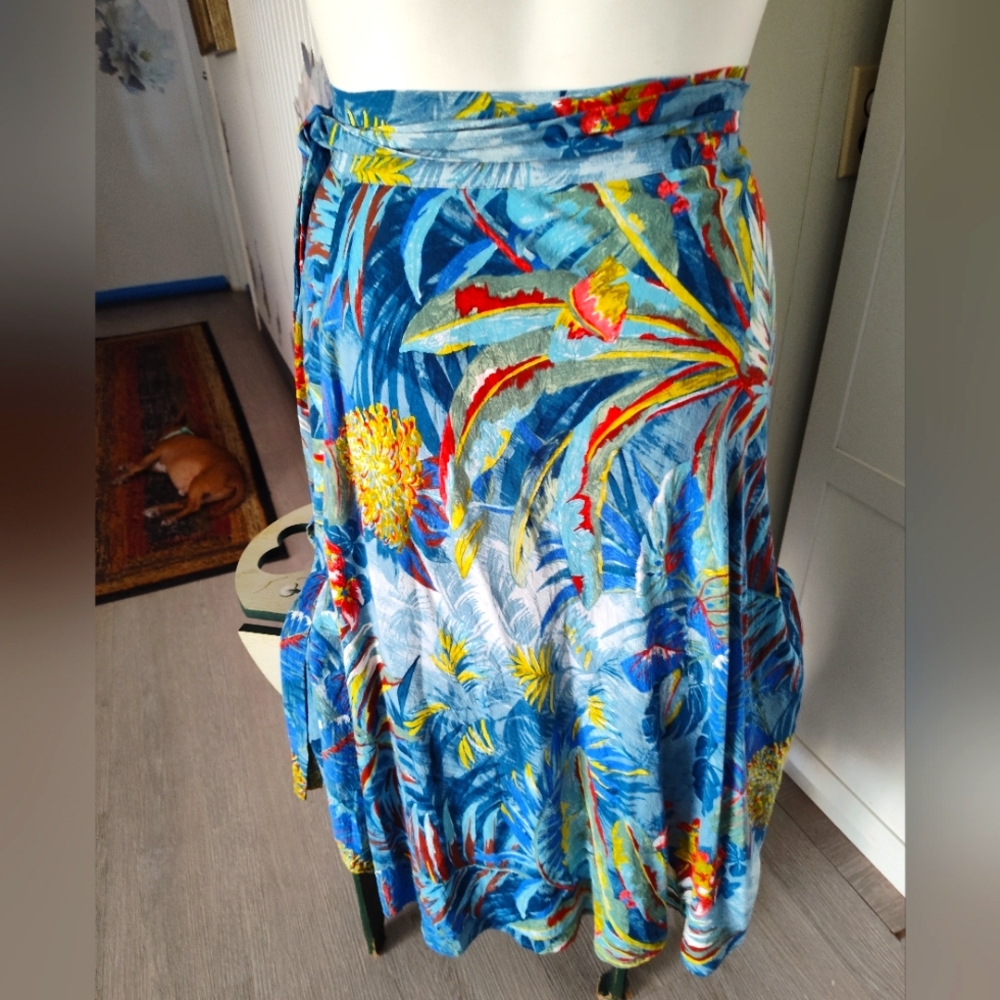 Jams World Vintage Midi Wrap Skirt Hearts Of Paradise Tropical Hawaiia S…